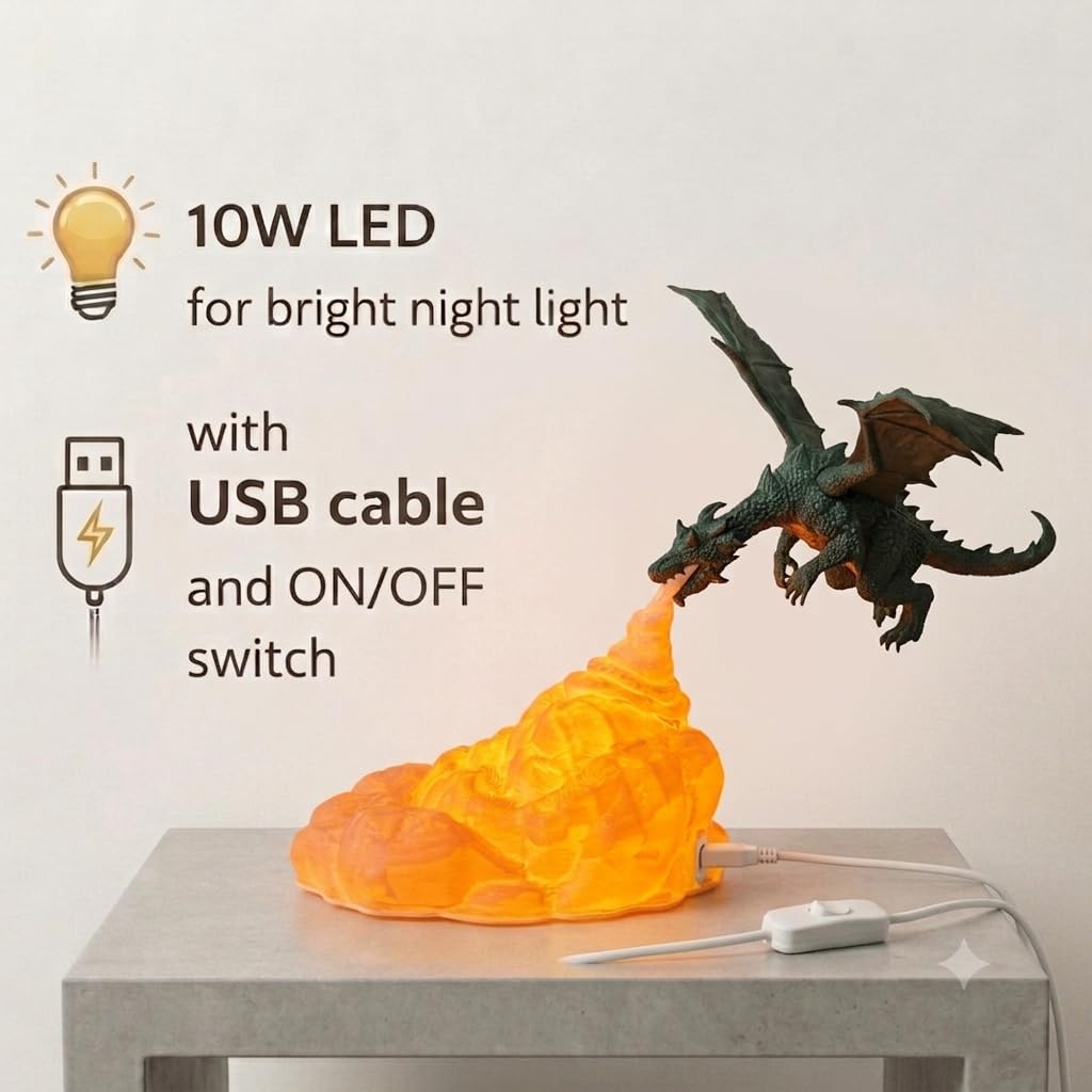Dragon Fire LED Lamp | USB Powered 10W Warm Fantasy Night Light