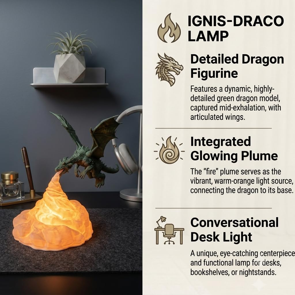 Dragon Fire LED Lamp | USB Powered 10W Warm Fantasy Night Light