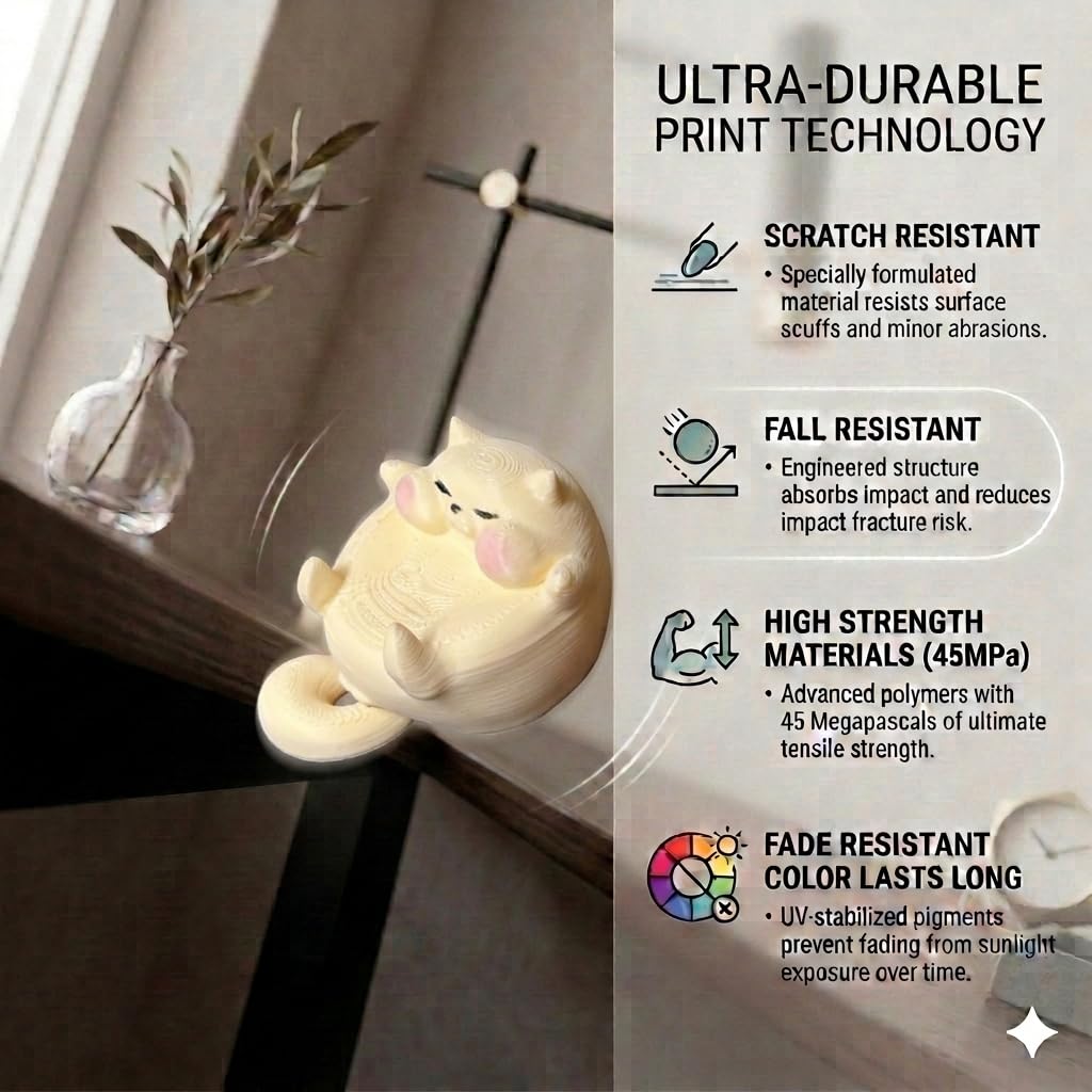 Chonky Cat Pen Holder Cute Kawaii Desk Accessory for Office, Study Table & Home Decor 3D Printed PLA Cat Desk Companion for Pens, Markers & Stylus Ivory & Blush Purple
