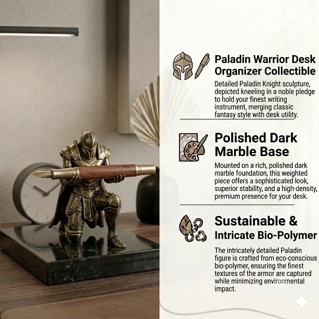 Pen Holder Sculpture Eco PLA Water Resistant Scratch Resistant Desk Organizer 5x4x3 Inches Satin Silk Metallic Finish Armour Decorative Tool Stand (Copper - Pitch Black Marble)