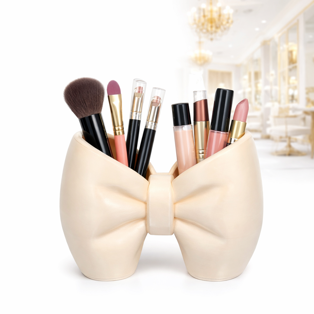 Bow Pen & Makeup Holder | Decorative Desk Organizer | Eco-Friendly PLA | Lightweight 70g | Scratch-Resistant | Perfect for Gifting