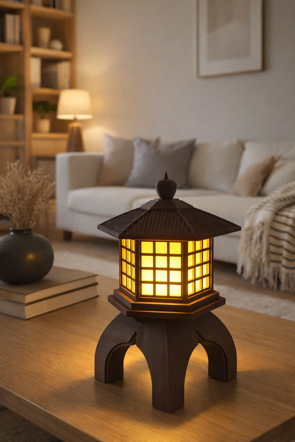 Japanese Torō Lamp Minimalist LED Table Lamp Zen Home Decor Light Modern Ambient Lighting Eco-Friendly PLA USB Powered 10W LED with On/Off Switch