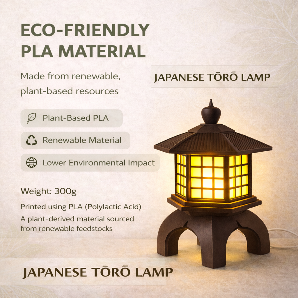 Japanese Torō Lamp Minimalist LED Table Lamp Zen Home Decor Light Modern Ambient Lighting Eco-Friendly PLA USB Powered 10W LED with On/Off Switch