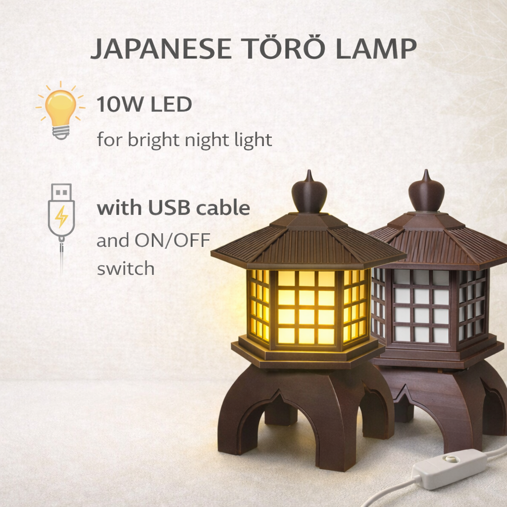 Japanese Torō Lamp Minimalist LED Table Lamp Zen Home Decor Light Modern Ambient Lighting Eco-Friendly PLA USB Powered 10W LED with On/Off Switch