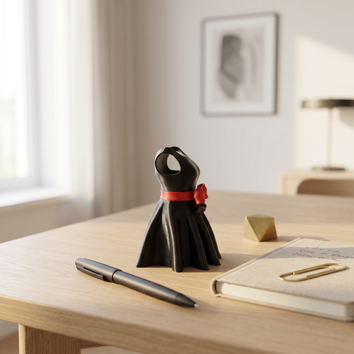 Dress Pen Holder for Desk | 3D Printed PLA Makeup Brush Organizer | 5x3x5 Inch | 75g Lightweight | Cute Aesthetic Desk Décor for Home, Office & Vanity | Eco-Friendly Storage Stand