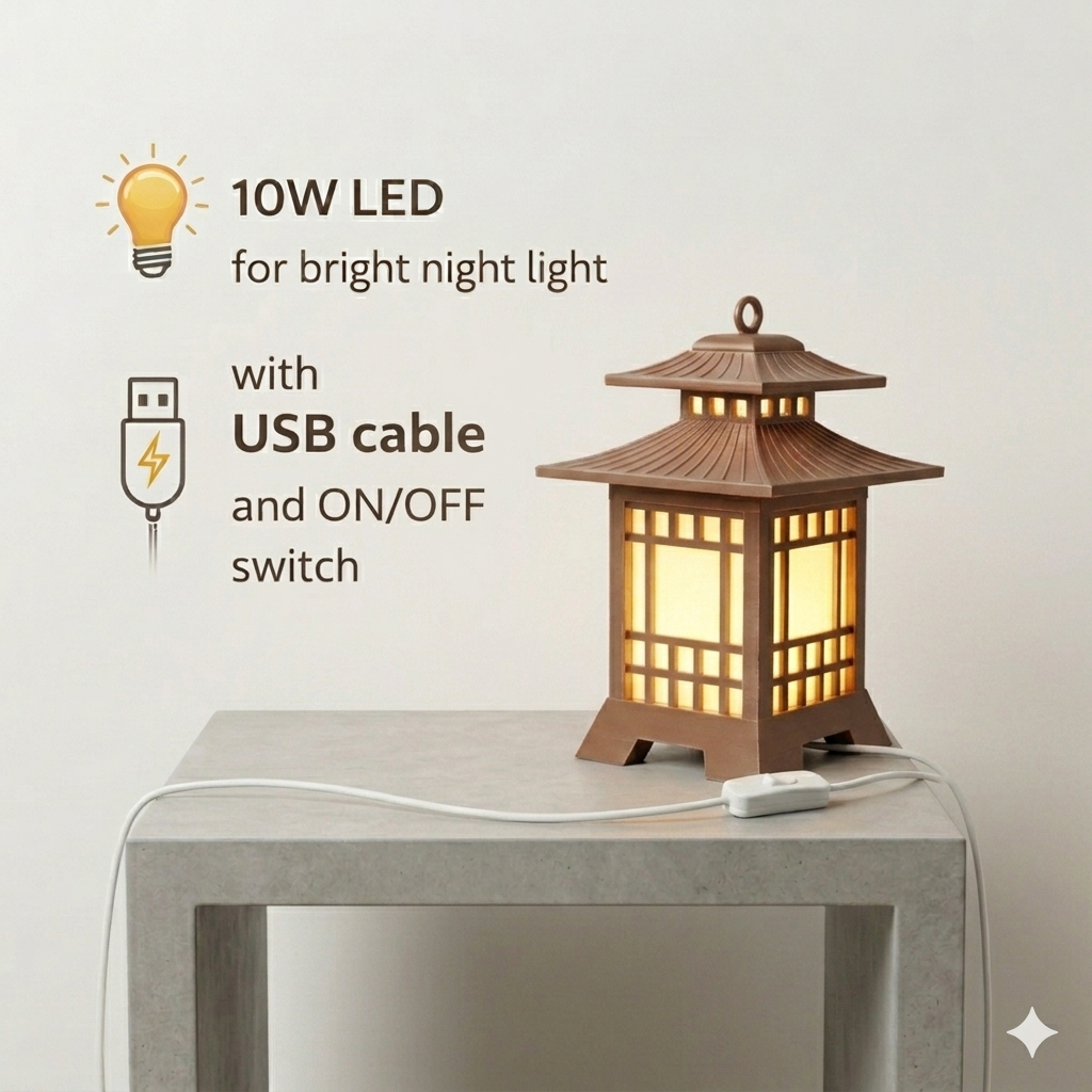 Japanese Torō Lamp Minimalist LED Table Lamp Zen Home Decor Light Modern Ambient Lighting Eco-Friendly PLA USB Powered 10W LED with On/Off Switch