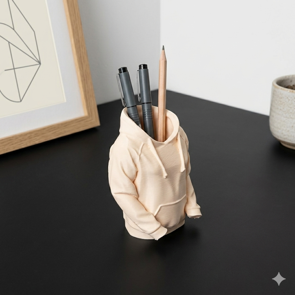 Mini Hoodie Pen Holder for Desk | Decorative Desktop Organizer for Office & Study | 3D Printed PLA Stationery Stand | Scratch-Resistant, Lightweight