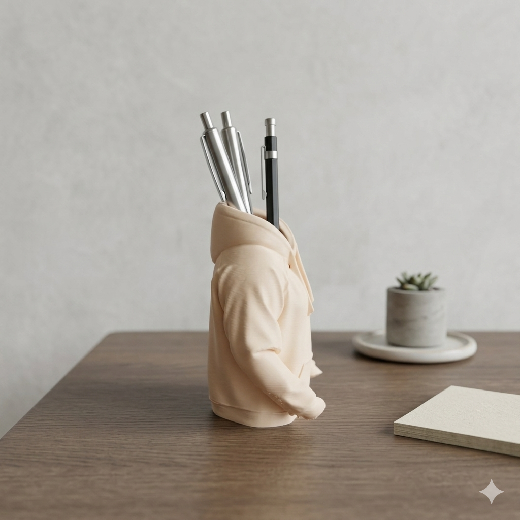 Mini Hoodie Pen Holder for Desk | Decorative Desktop Organizer for Office & Study | 3D Printed PLA Stationery Stand | Scratch-Resistant, Lightweight