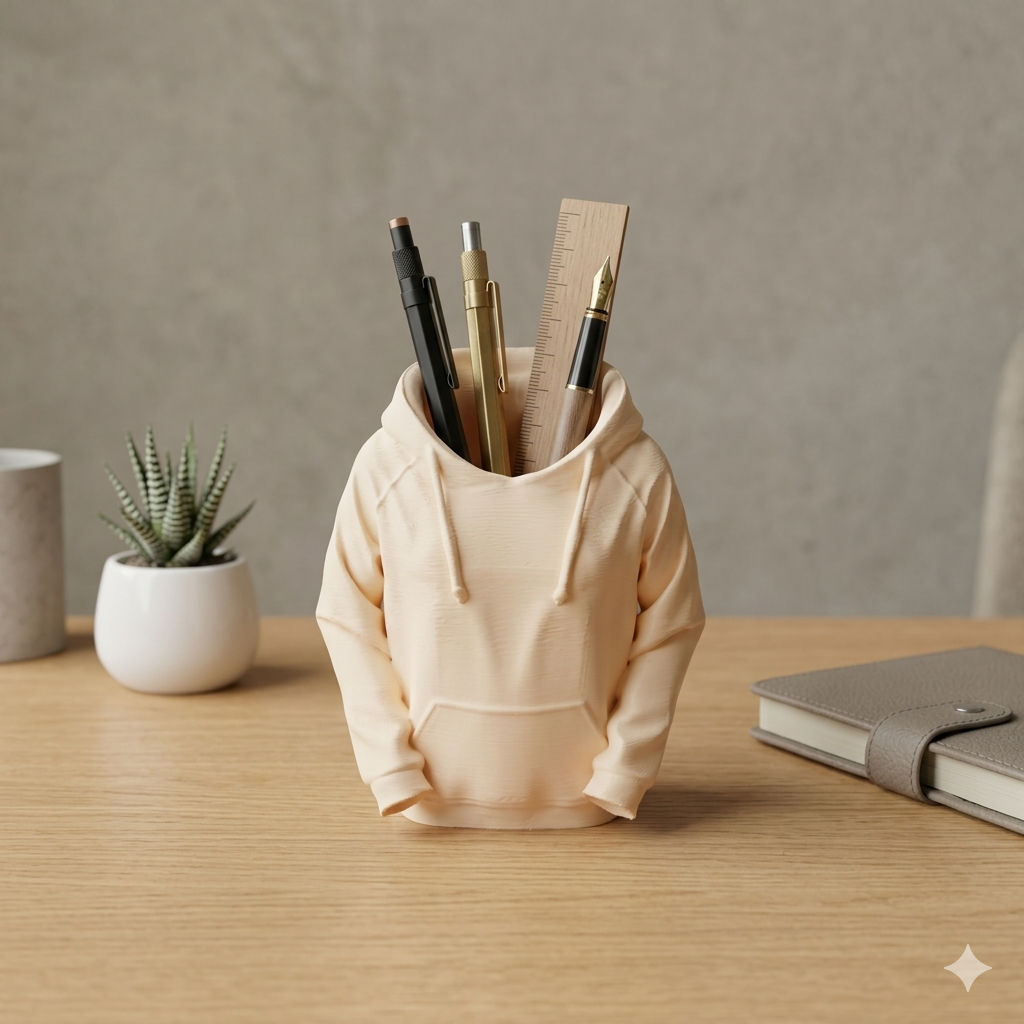 Mini Hoodie Pen Holder for Desk | Decorative Desktop Organizer for Office & Study | 3D Printed PLA Stationery Stand | Scratch-Resistant, Lightweight