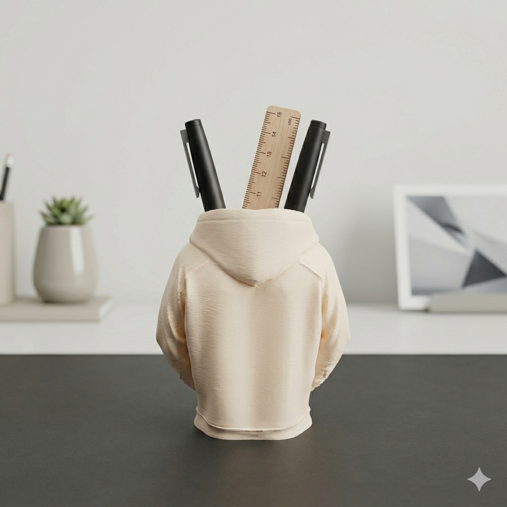 Mini Hoodie Pen Holder for Desk | Decorative Desktop Organizer for Office & Study | 3D Printed PLA Stationery Stand | Scratch-Resistant, Lightweight