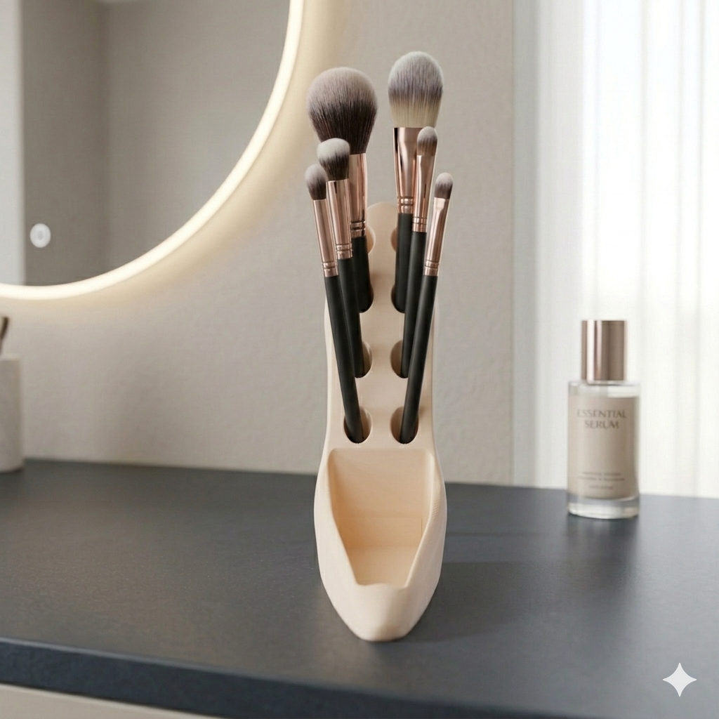 High Heel Pen Holder | Stylish Shoe Shaped Pencil Stand & Makeup Brush Organizer | 3D Printed PLA Desk Accessory for Office, Vanity & Home Décor (Luxury Purple)