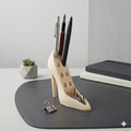 High Heel Pen Holder | Stylish Shoe Shaped Pencil Stand & Makeup Brush Organizer | 3D Printed PLA Desk Accessory for Office, Vanity & Home Décor (Luxury Purple)