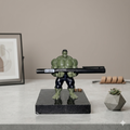 Premium Superhero Pen Holder for Desk with 3D Printed Collectible Figurine | Black Telephone Marble Base | Modern Office Desk Organizer & Decor | Hand-Finished | 5 x 4 x 3 Inch | 450g