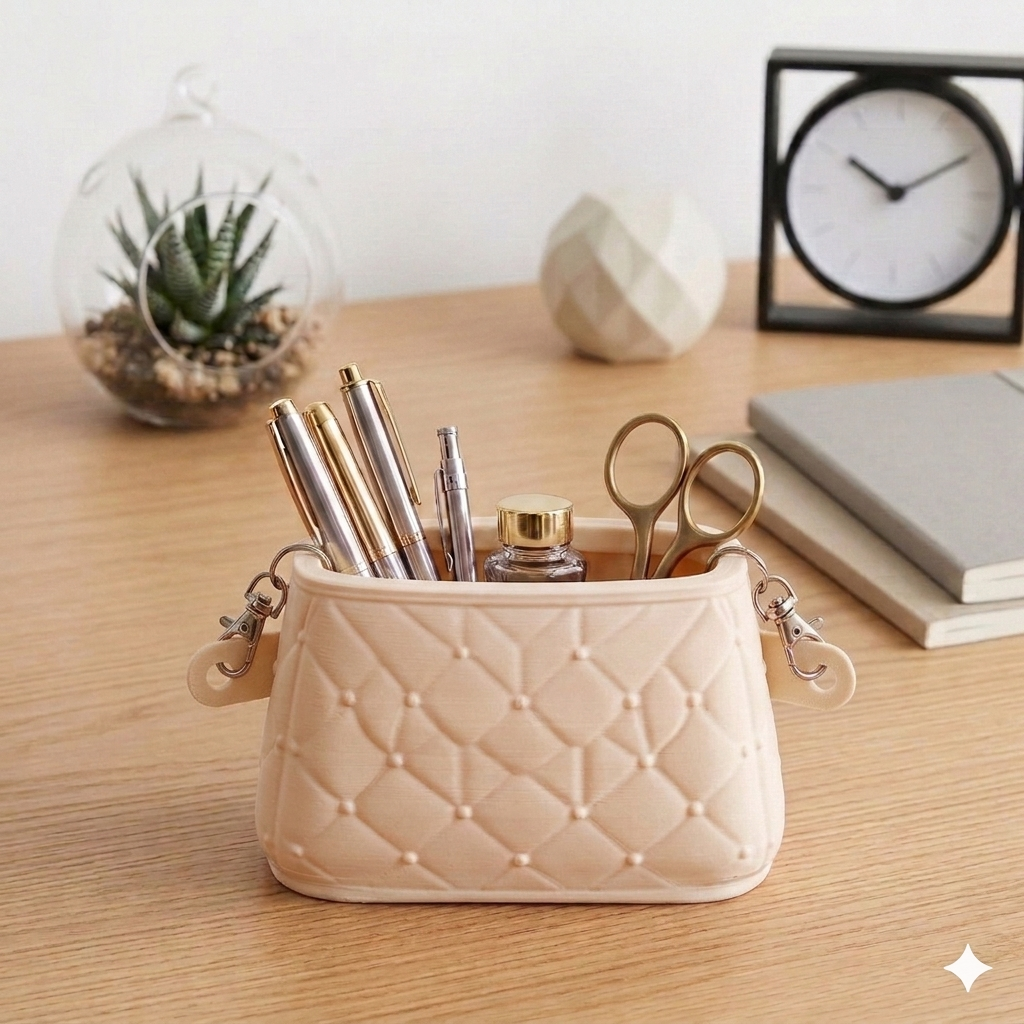 Luxury Purse Pen Holder | Aesthetic Handbag Desk Organizer for Women & Girls | Premium Eco-Friendly Stationery Holder | Cute Office & Study Table Decor