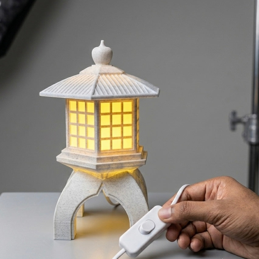 Japanese Torō Lamp Minimalist LED Table Lamp Zen Home Decor Light Modern Ambient Lighting Eco-Friendly PLA USB Powered 10W LED with On/Off Switch