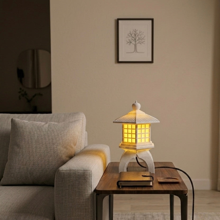 Japanese Torō Lamp Minimalist LED Table Lamp Zen Home Decor Light Modern Ambient Lighting Eco-Friendly PLA USB Powered 10W LED with On/Off Switch