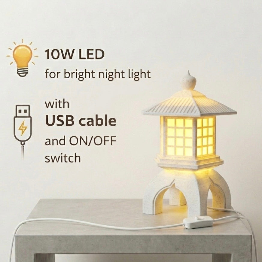Japanese Torō Lamp Minimalist LED Table Lamp Zen Home Decor Light Modern Ambient Lighting Eco-Friendly PLA USB Powered 10W LED with On/Off Switch