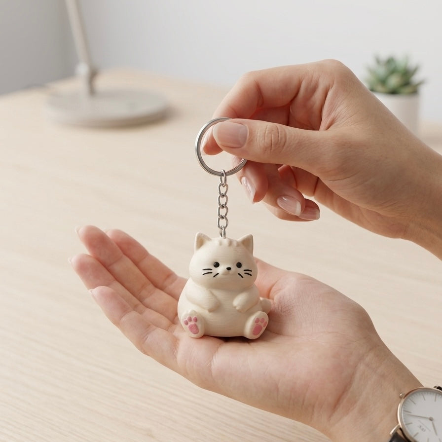 Cute Cat Character Keychain | Mini Bag Charm | Quirky Keyring for Keys Bags Purses | Novelty Keychain