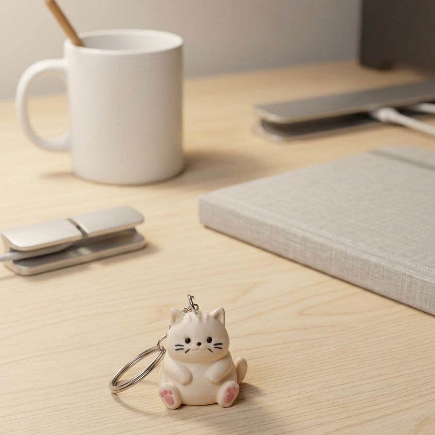 Cute Cat Character Keychain | Mini Bag Charm | Quirky Keyring for Keys Bags Purses | Novelty Keychain