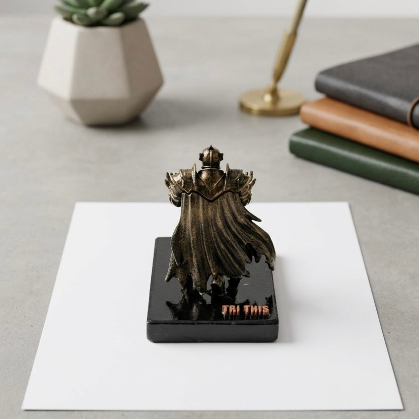 Pen Holder Sculpture Eco PLA Water Resistant Scratch Resistant Desk Organizer 5x4x3 Inches Satin Silk Metallic Finish Armour Decorative Tool Stand