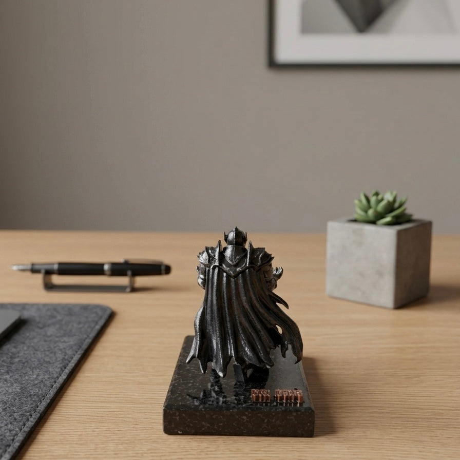 Pen Holder Sculpture Eco PLA Water Resistant Scratch Resistant Desk Organizer 5x4x3 Inches Satin Silk Metallic Finish Armour Decorative Tool Stand