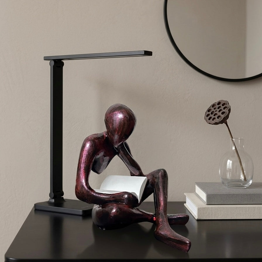 Minimalist Sculpture Abstract Nobody Figurine Modern Thinker Statue Concrete Finish Art Decor Eco-Friendly PLA Durable Scratch-Resistant Home Accent Grey