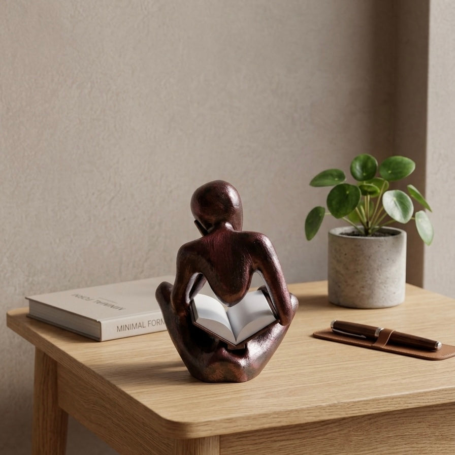Minimalist Sculpture Abstract Nobody Figurine Modern Thinker Statue Concrete Finish Art Decor Eco-Friendly PLA Durable Scratch-Resistant Home Accent Grey
