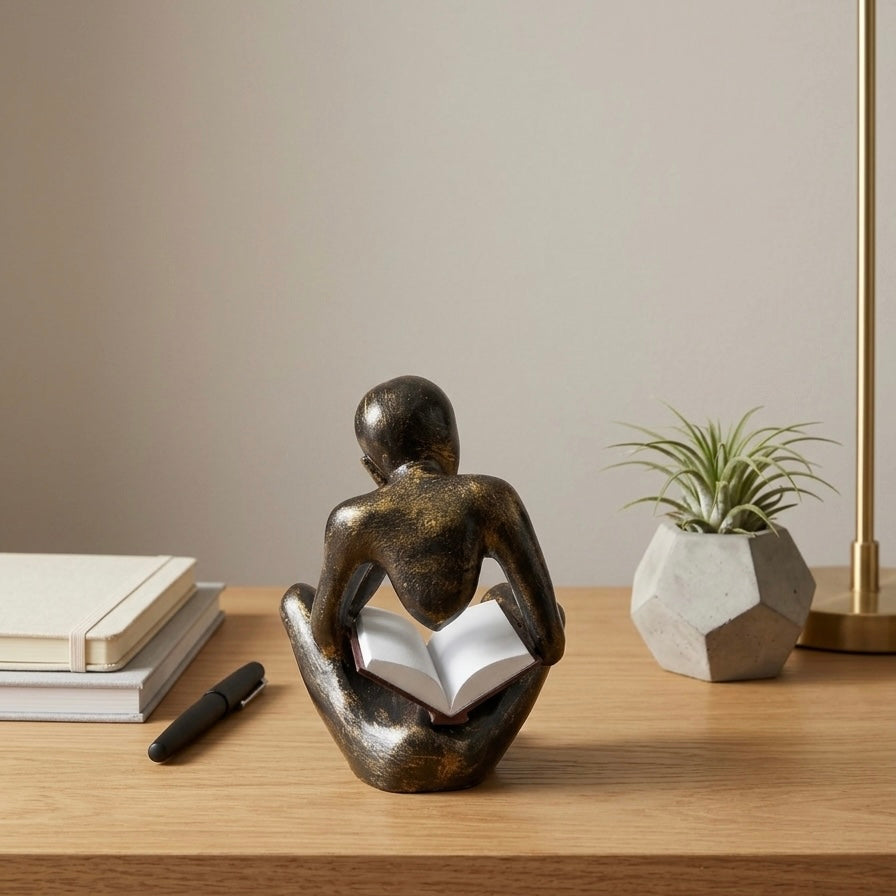 Minimalist Sculpture Abstract Nobody Figurine Modern Thinker Statue Concrete Finish Art Decor Eco-Friendly PLA Durable Scratch-Resistant Home Accent Grey