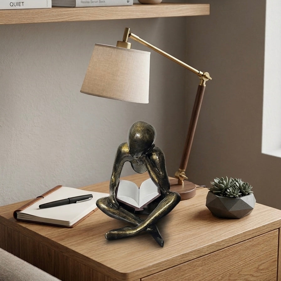 Minimalist Sculpture Abstract Nobody Figurine Modern Thinker Statue Concrete Finish Art Decor Eco-Friendly PLA Durable Scratch-Resistant Home Accent Grey