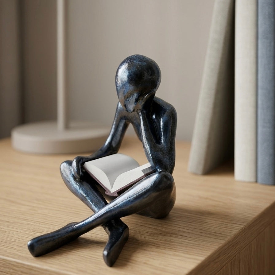 Minimalist Sculpture Abstract Nobody Figurine Modern Thinker Statue Concrete Finish Art Decor Eco-Friendly PLA Durable Scratch-Resistant Home Accent Grey