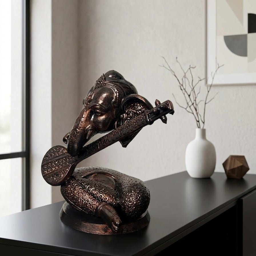 Ganesha Idol with Veena for Home Decor | Sculpture for Pooja Room, Living Room | Home Decor