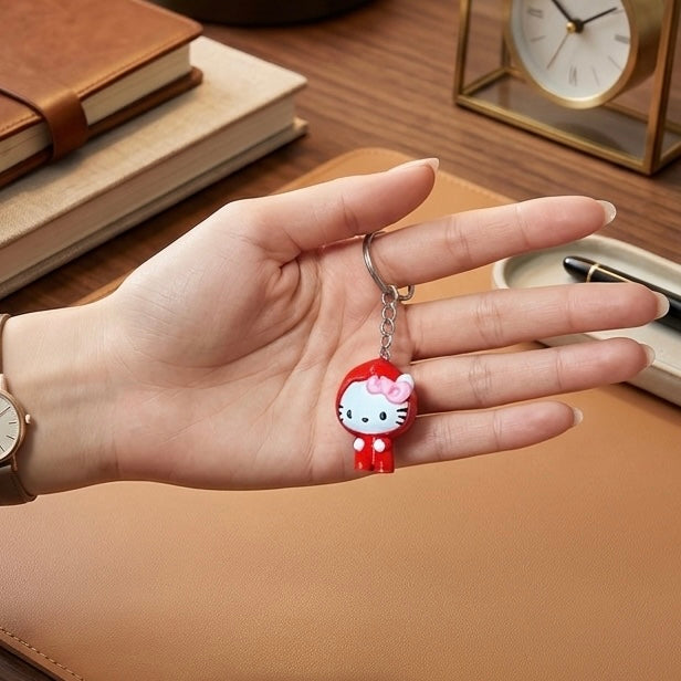 Cute Cat Character Keychain | Mini Bag Charm | Quirky Keyring for Keys Bags Purses | Novelty Keychain