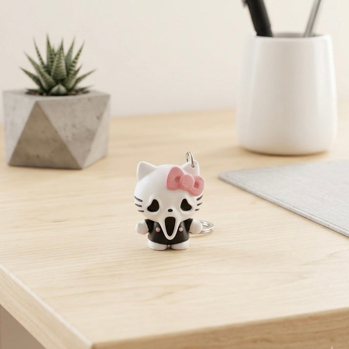 Cute Cat Character Keychain | Mini Bag Charm | Quirky Keyring for Keys Bags Purses | Novelty Keychain