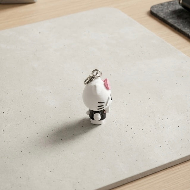 Cute Cat Character Keychain | Mini Bag Charm | Quirky Keyring for Keys Bags Purses | Novelty Keychain