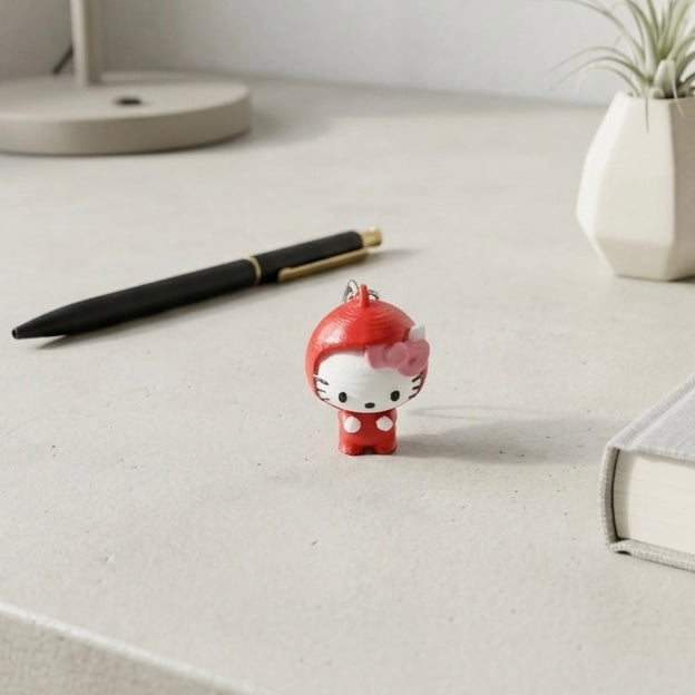 Cute Cat Character Keychain | Mini Bag Charm | Quirky Keyring for Keys Bags Purses | Novelty Keychain